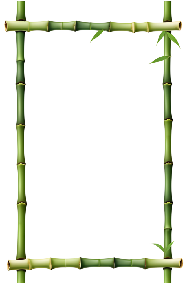 AI generated Bamboo frame border PNG transparent background