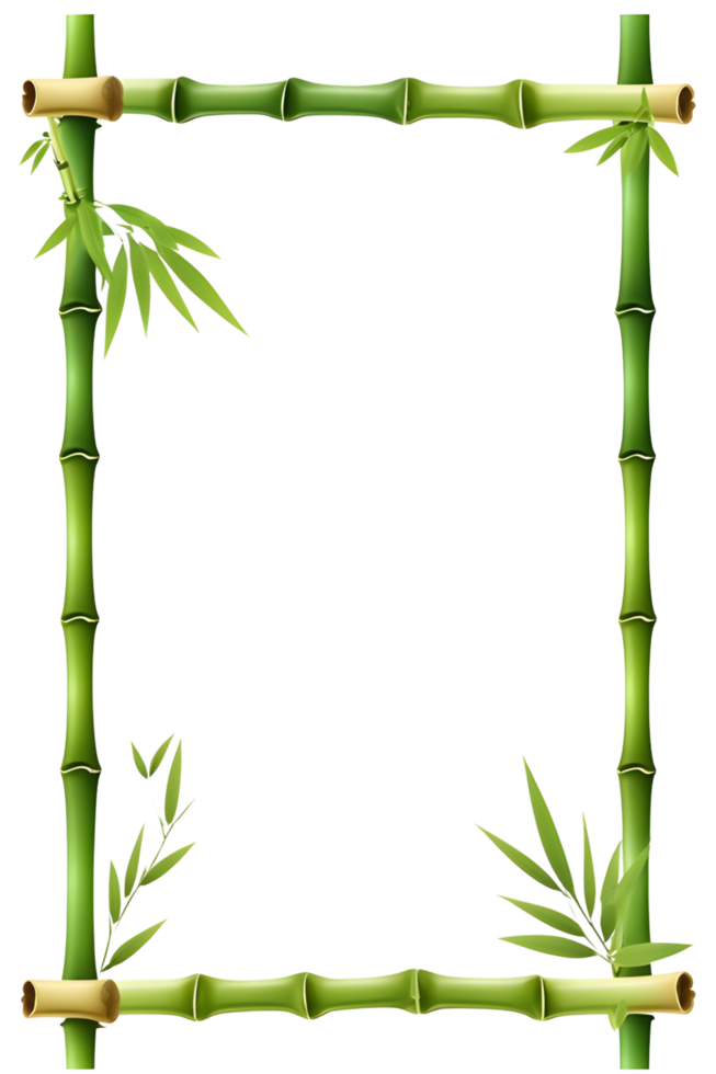 AI generated Bamboo frame border PNG transparent background