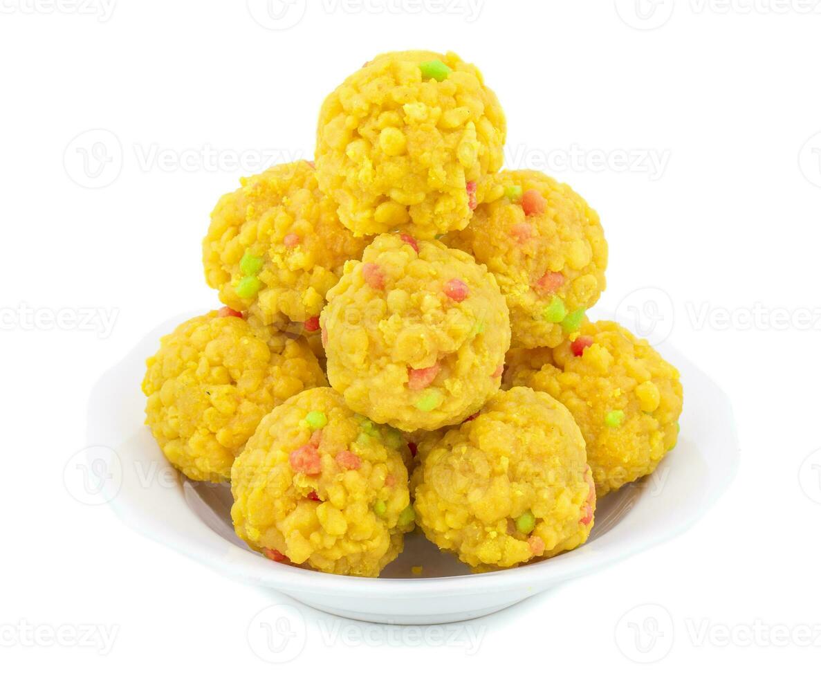 Indian Sweet Food Laddu on white background photo