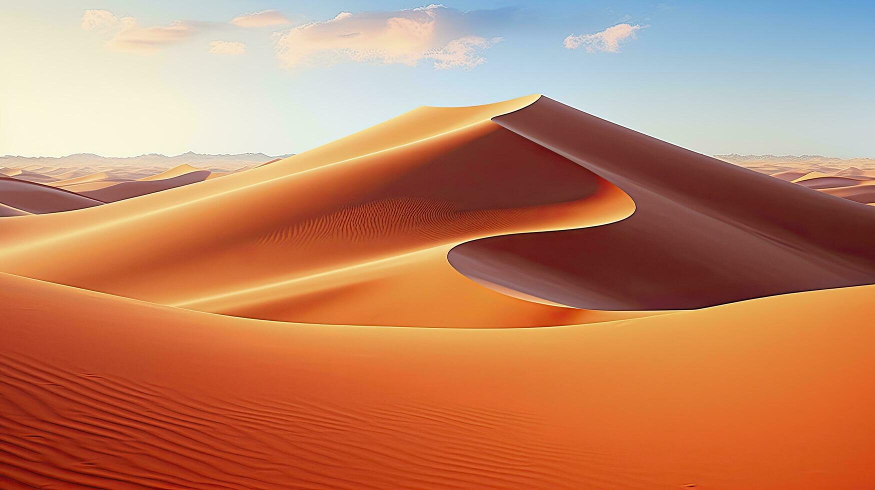 AI generated Desert with magical sands and dunes as inspiration for exotic adventures in dry climates.  AI Generated. photo