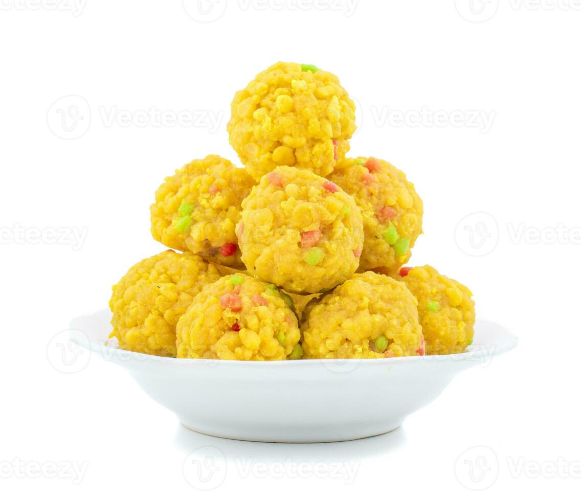 Indian Sweet Food Laddu on white background photo