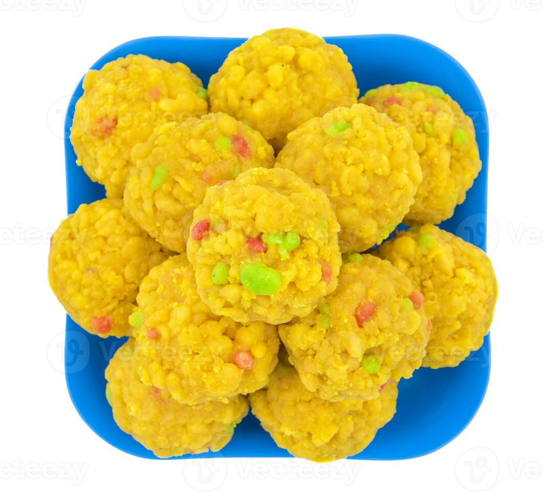 Indian Sweet Food Laddu on white background photo