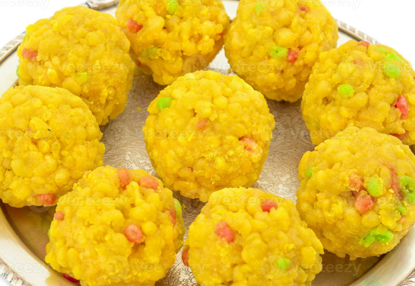 Indian Sweet Food Laddu on white background photo