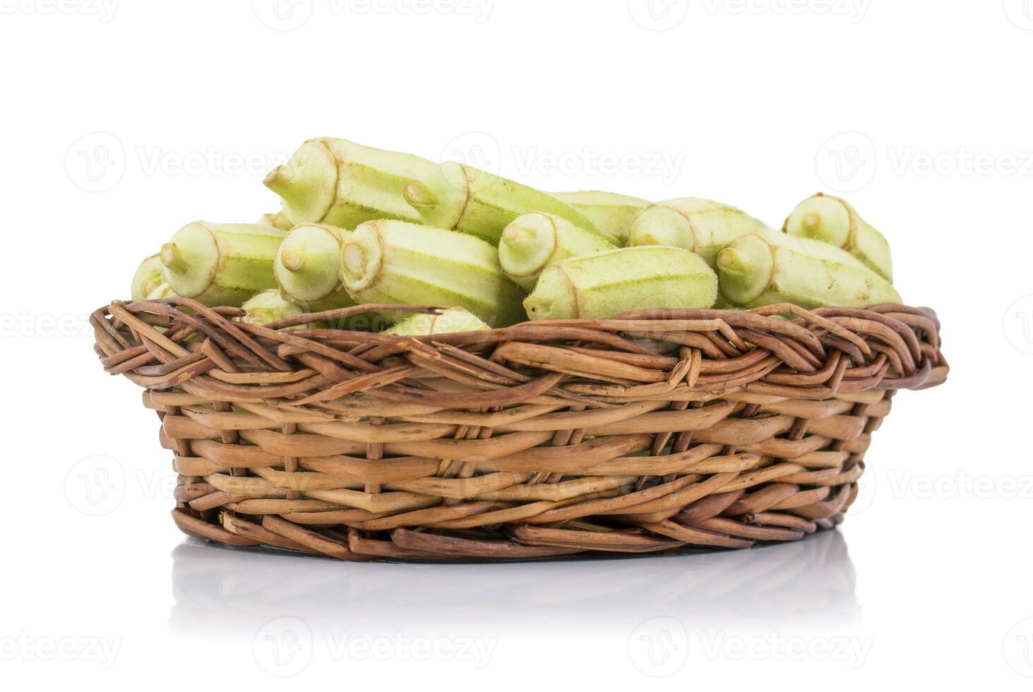 Green okra Vegetable or Lady Finger on White Background photo