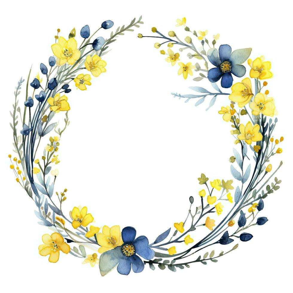 AI generated Watercolor circle frame. AI Generated photo