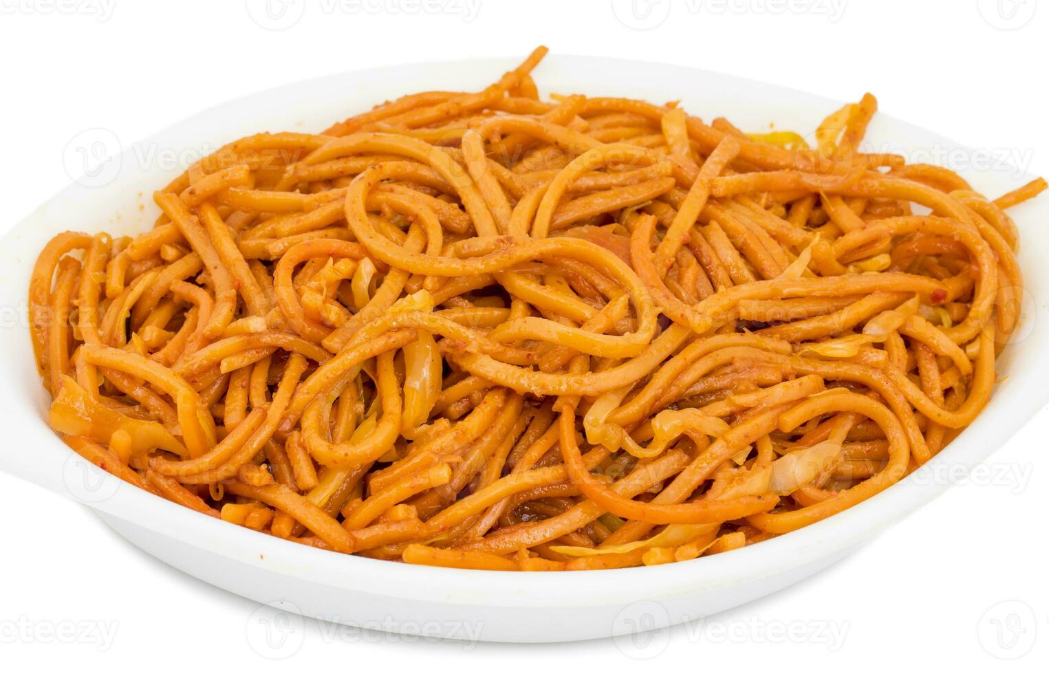 Spicy Fried Vegetable Veg Chow Mein on White Background photo