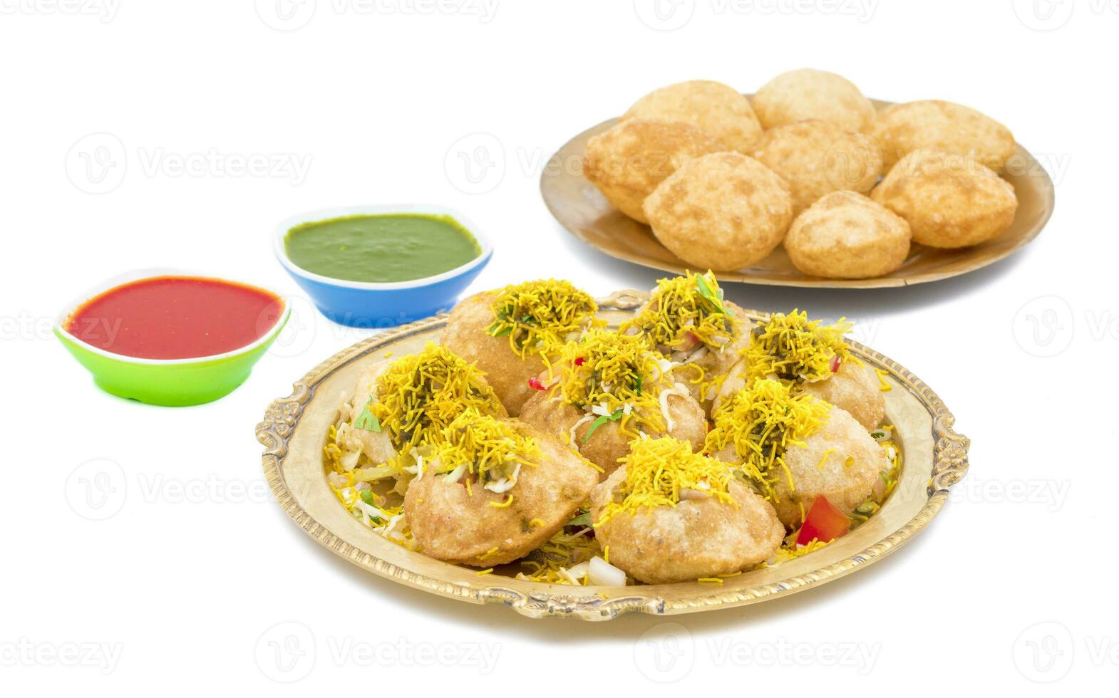 Indian Spicy Chaat Item Sev Puri photo