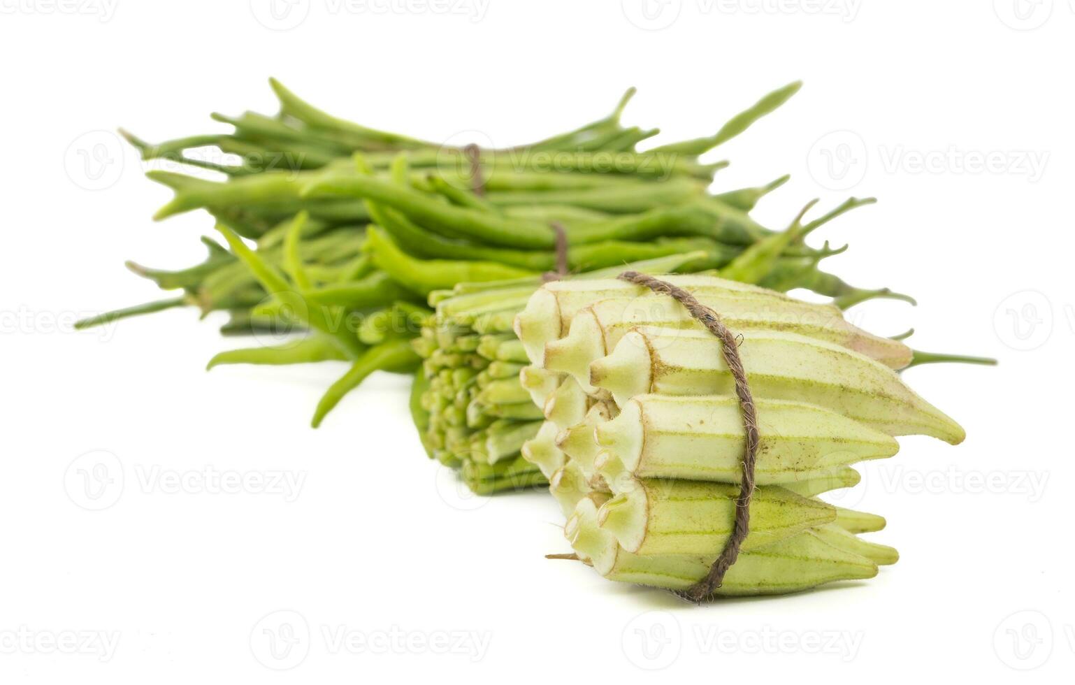 Green Okra Vegetable With Others Vegetable or Lady Finger, Bhindi on White Background photo