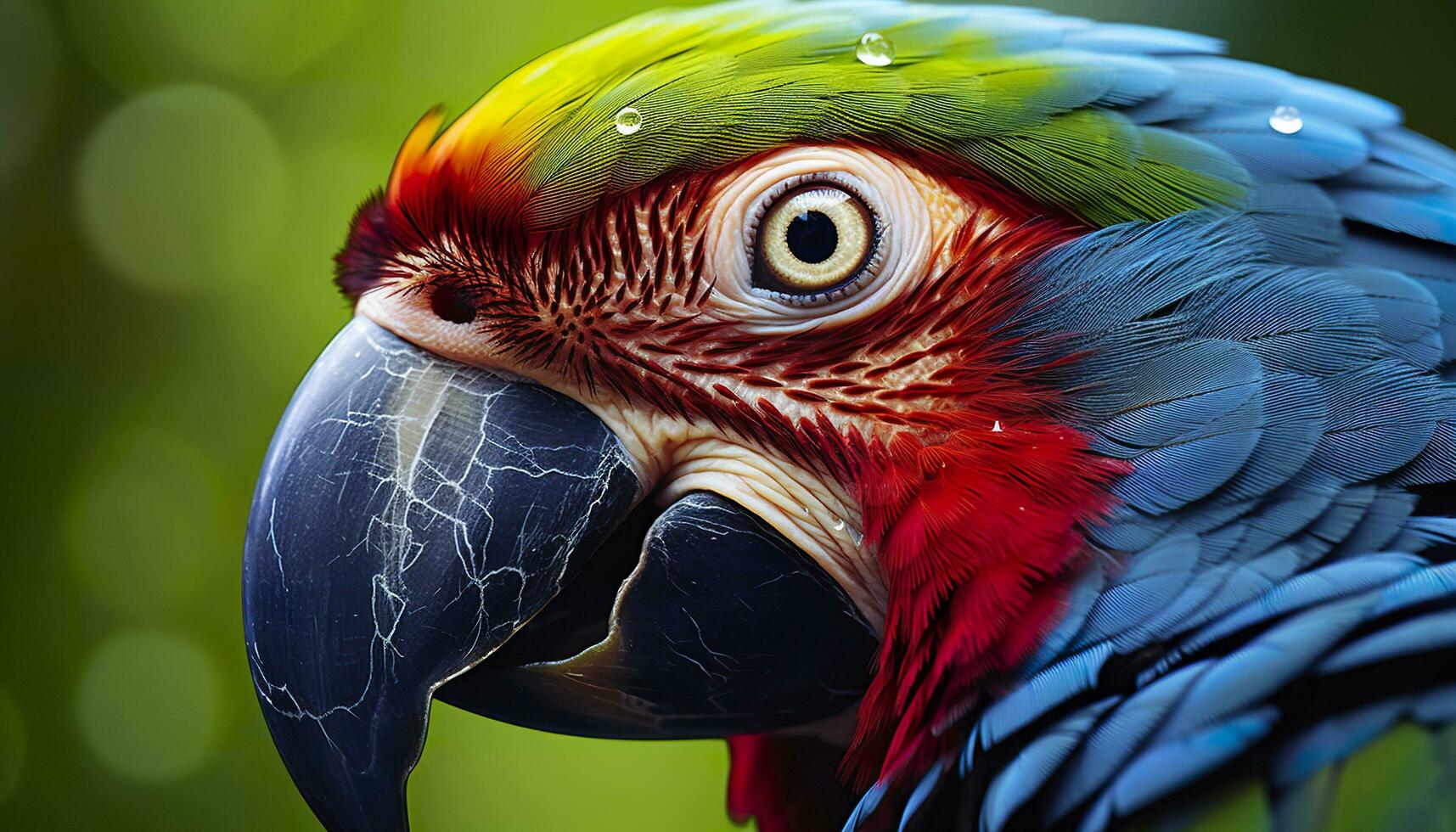 AI generated Tropical macaw perched, vibrant feathers in focus. Generative AI photo