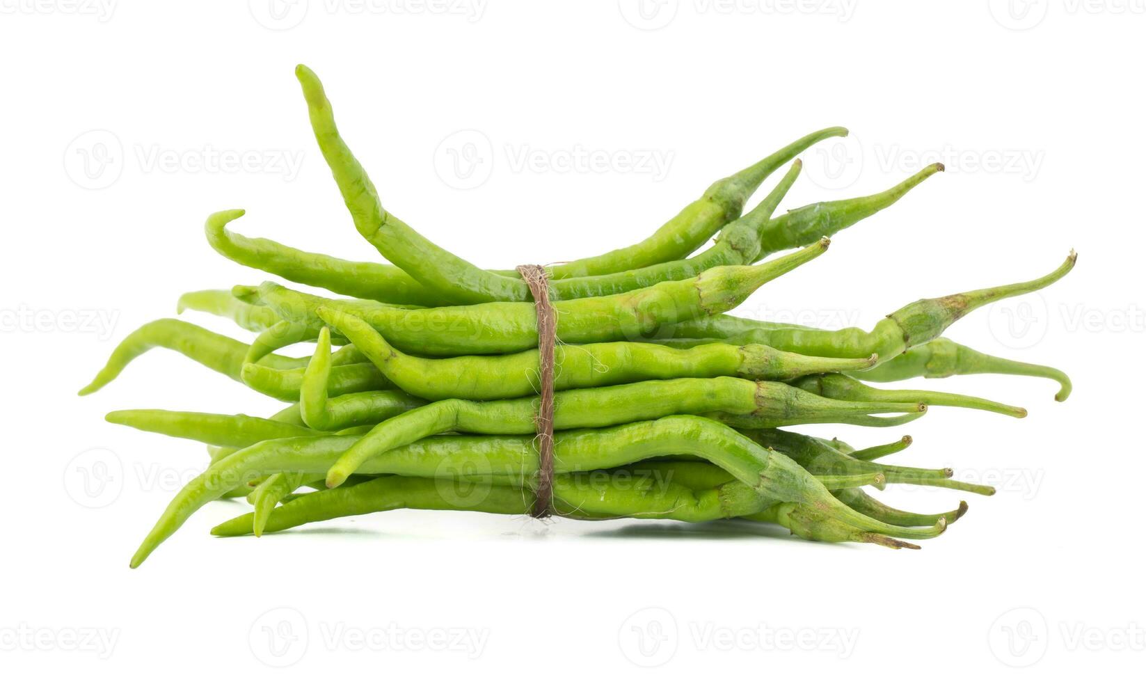 Heap of Green Chili or Mirchi on White Background photo