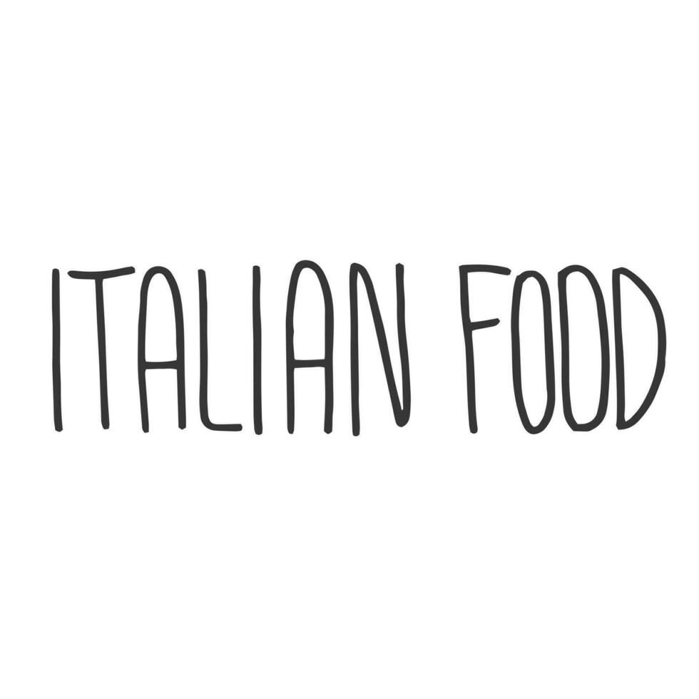 italiano alimento. escrito vector letras.