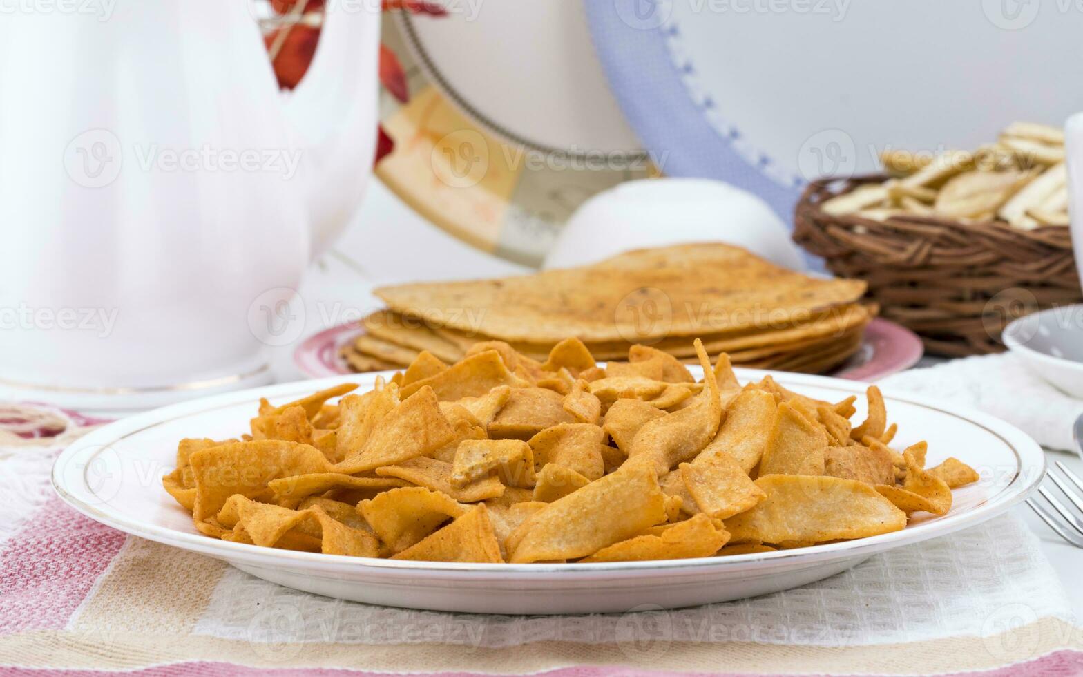 Indian Healthy Deep Fried Soya Chips photo