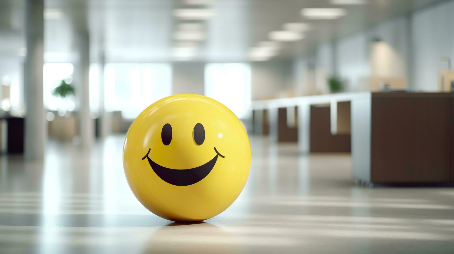 AI generated A Yellow Smiling Ball Can Promote a Positive Work Environment. Generative AI photo