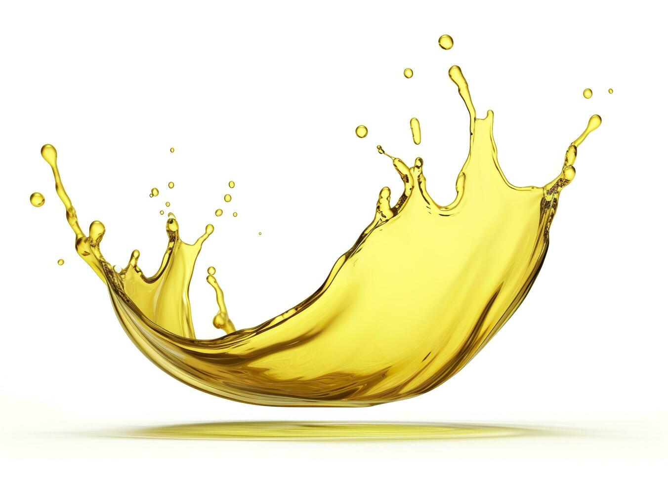 AI generated Olive or engine oil splash, cosmetic serum liquid isolated on white background. Generative AI photo