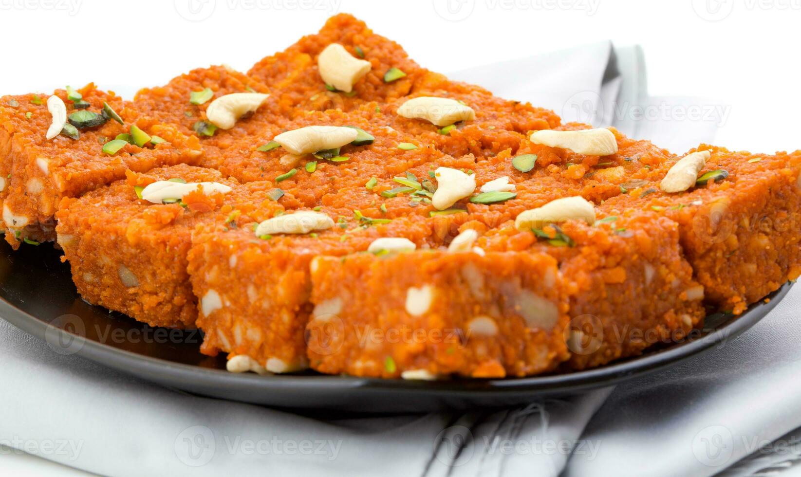 Indian Sweet Food Akhrot Halwa on White Background photo