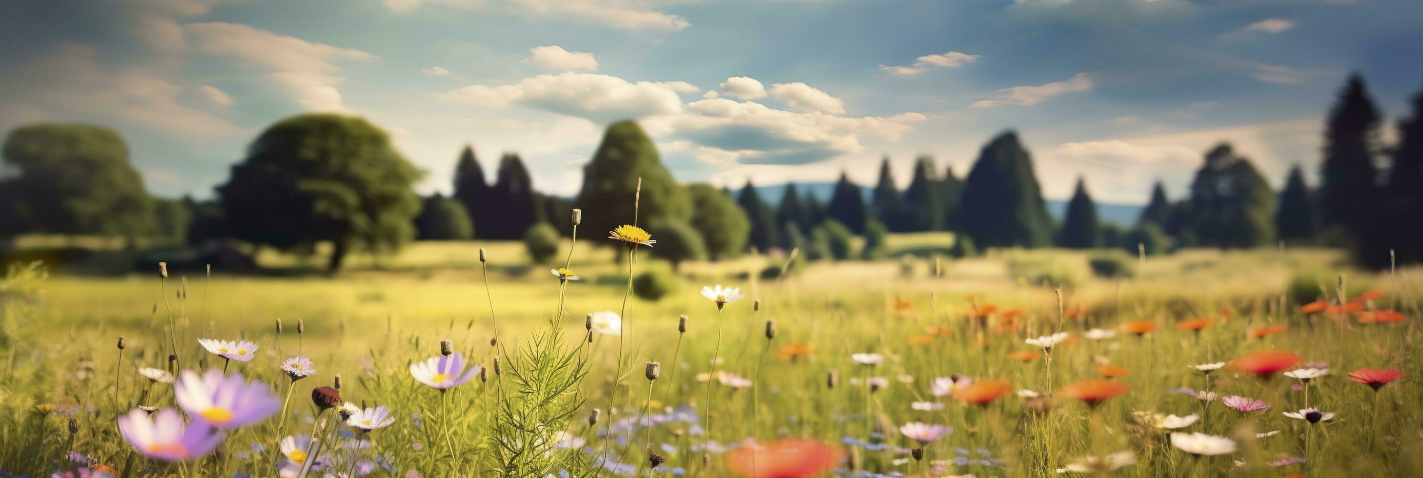 AI generated Idyllic Meadow on summer. AI Generated photo