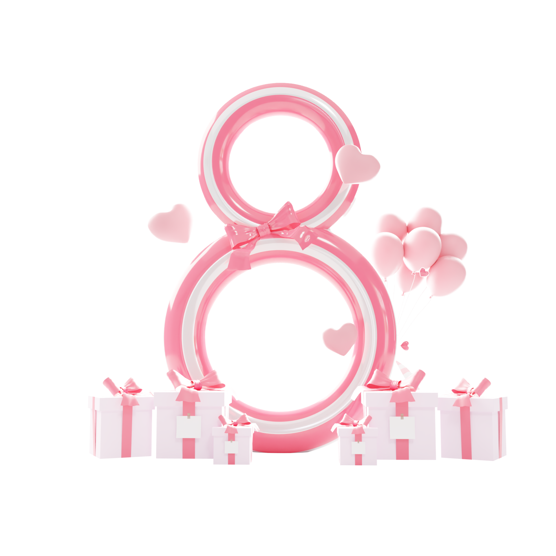 March 8 International Women s Day With Balloon Number Symbol With Gift 3d-render-number-symbol-35897713-png