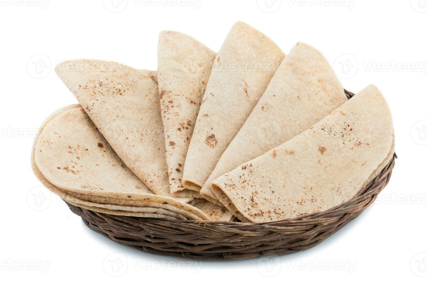 Indian Traditional Cuisine Chapati on White Background photo