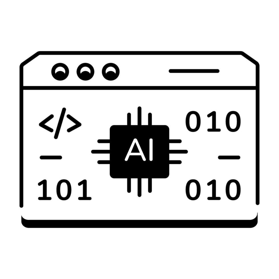 Linear Icon Depicting AI Technology vector