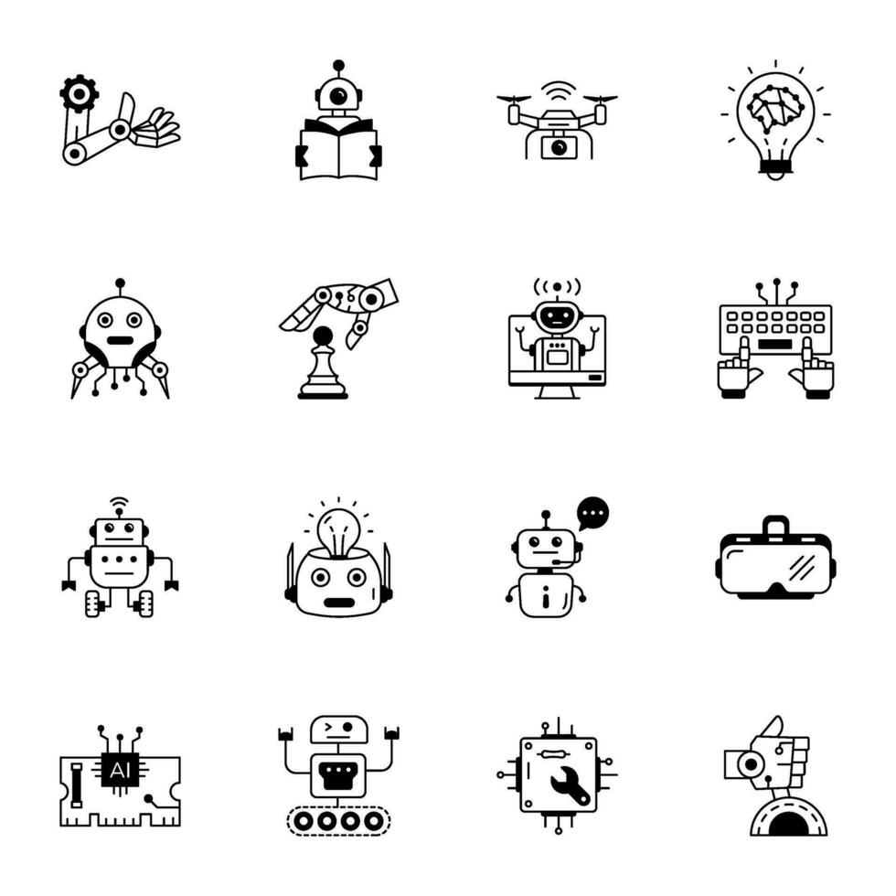 Trendy Collection of Robotics Linear Icons vector
