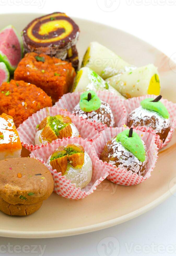 Indian Traditional Mix Sweet Food or Mix Mithai photo