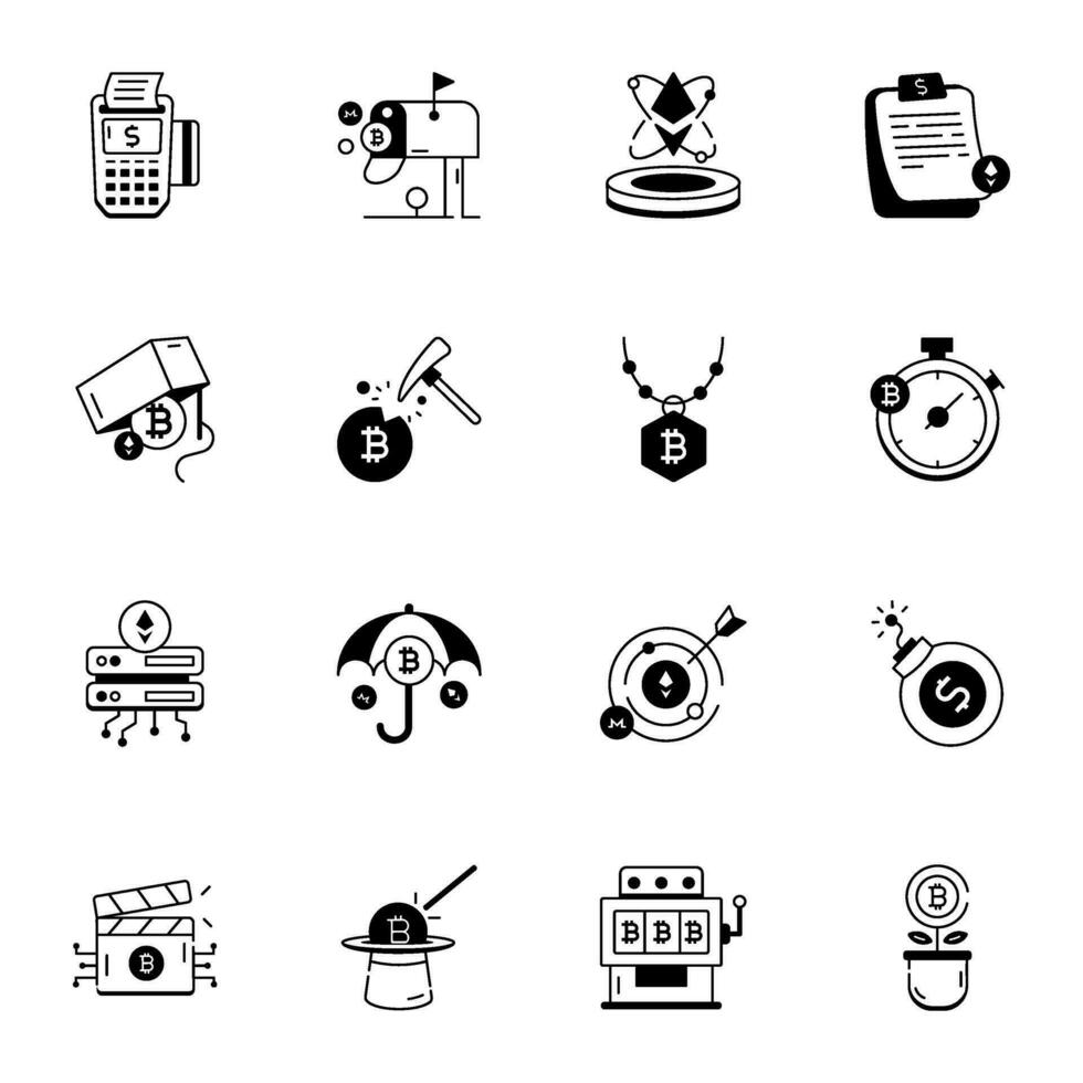 Set of Crypto World Linear Icons vector