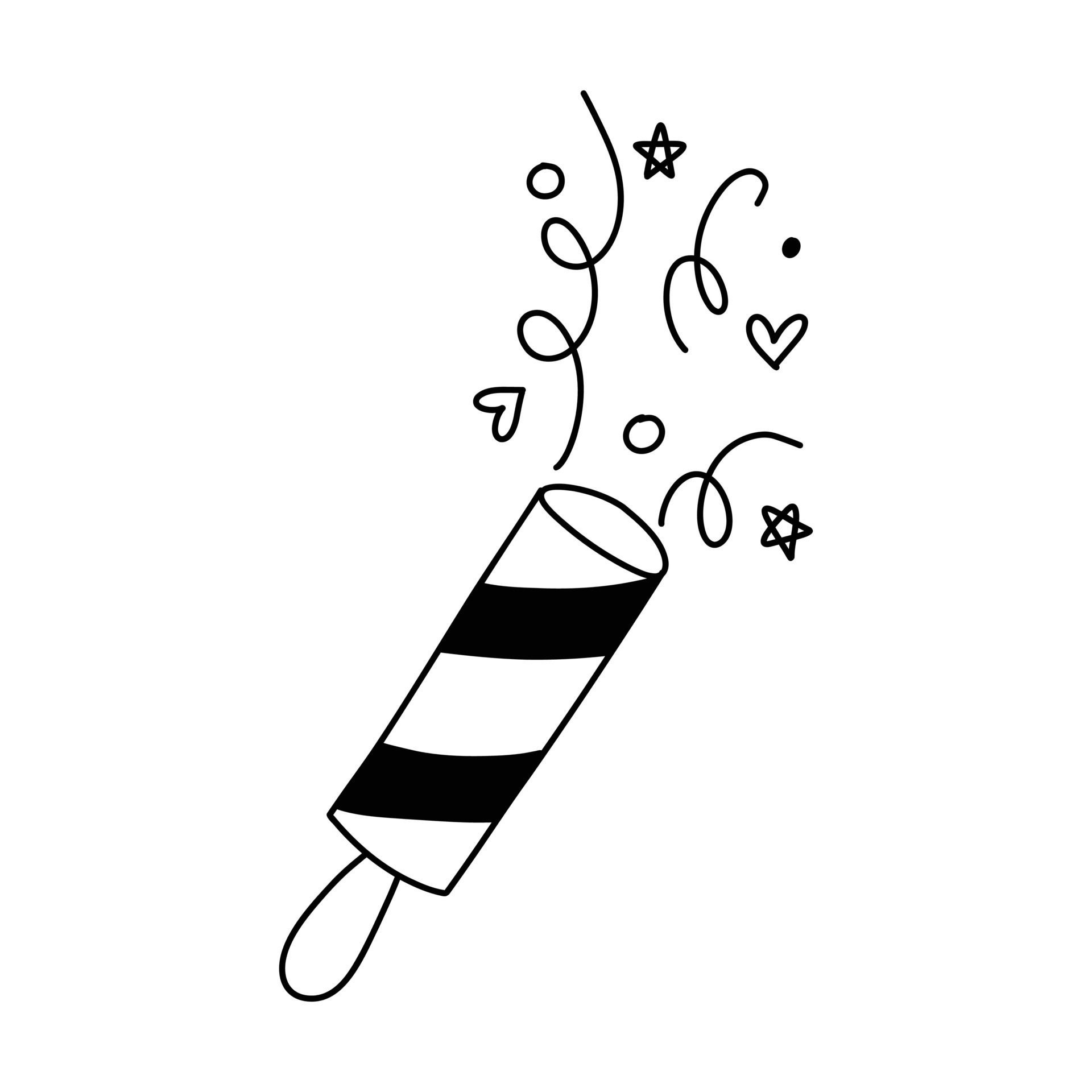 Party confetti popper. Isolated confetti, explosion, firecracker