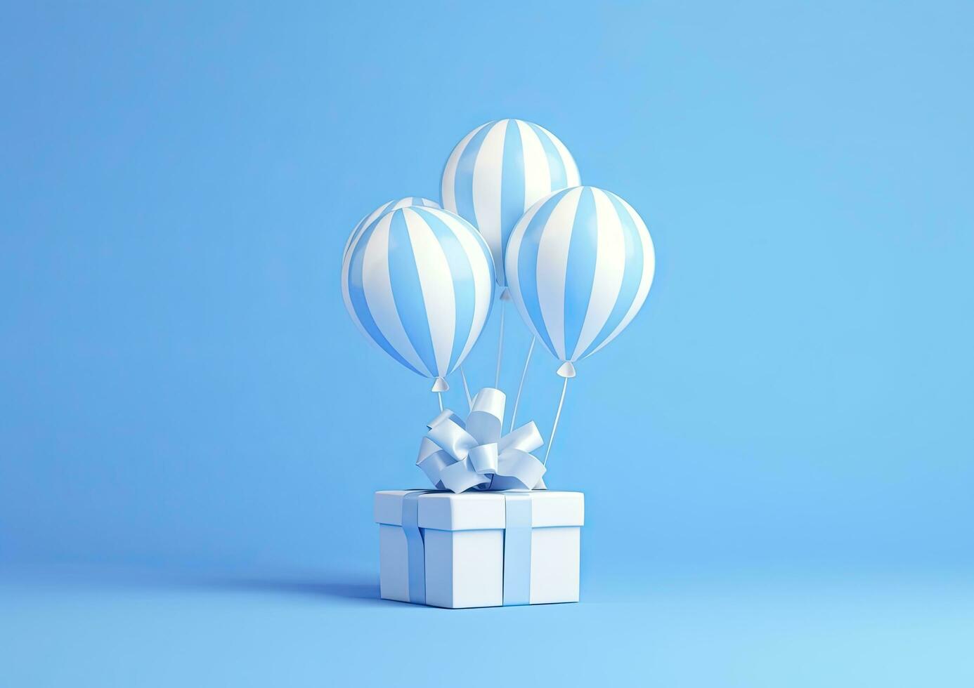 AI generated Balloons with gift box. AI Generated photo