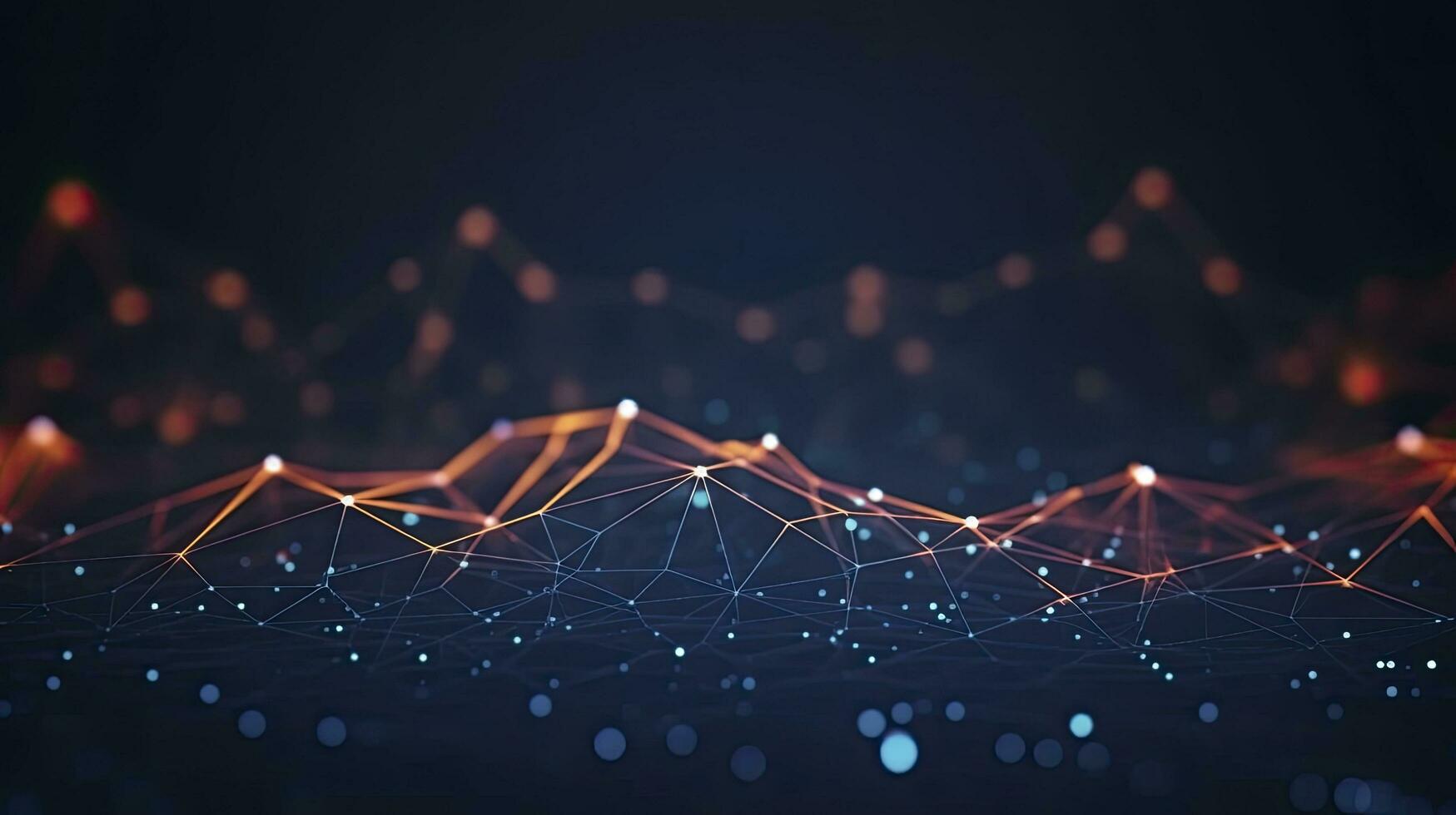 AI generated Abstract connected dots and lines. Motion of digital data flow. AI Generated photo