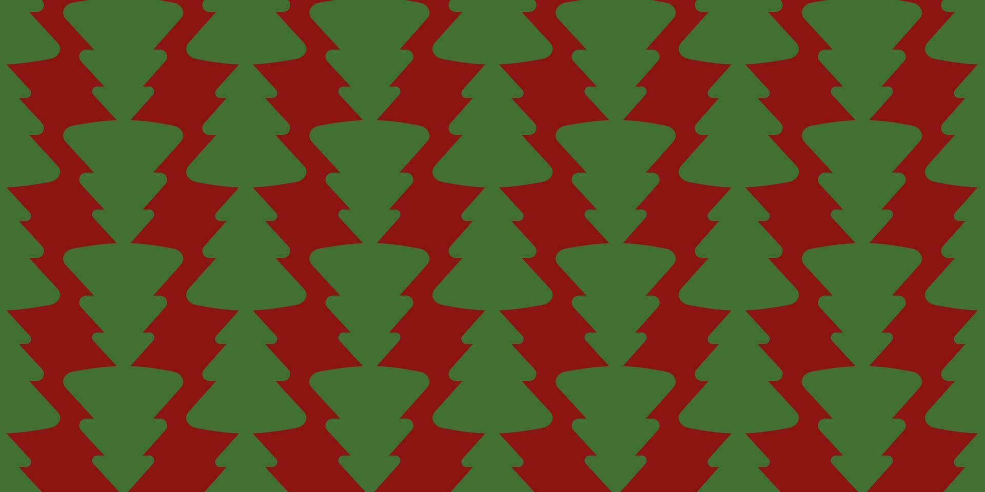 verde Navidad arboles en un rojo antecedentes. sin costura Navidad y nuevo año modelo con abeto arboles envase papel modelo para regalo cajas vector ilustración.