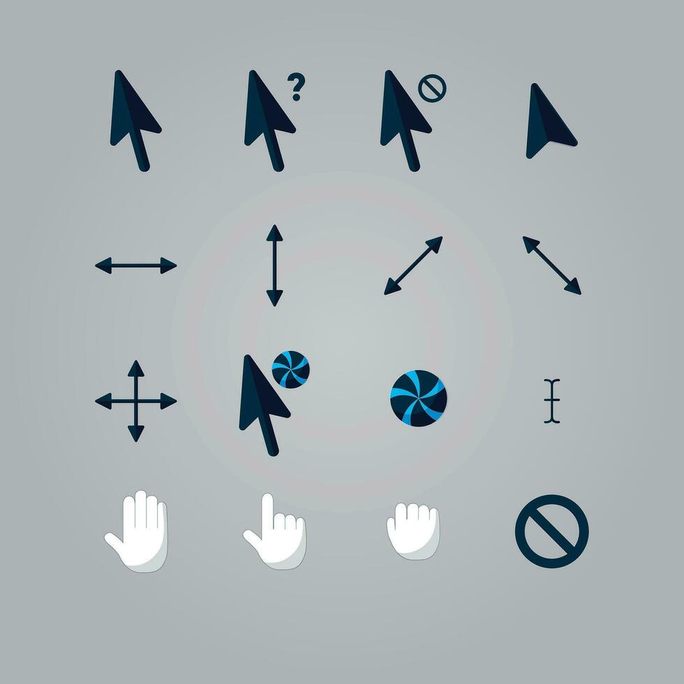 Colorful circular arrow, cursor ribbons set vector