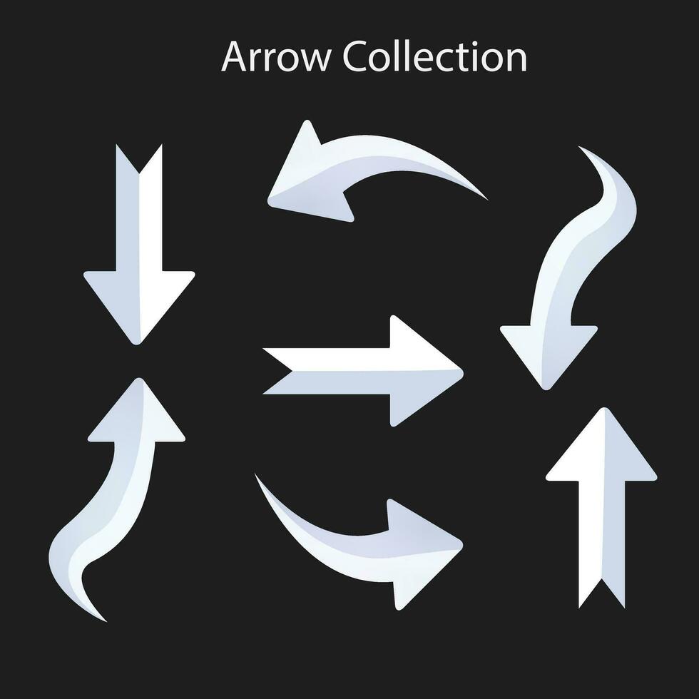 Colorful circular arrow, cursor ribbons set vector