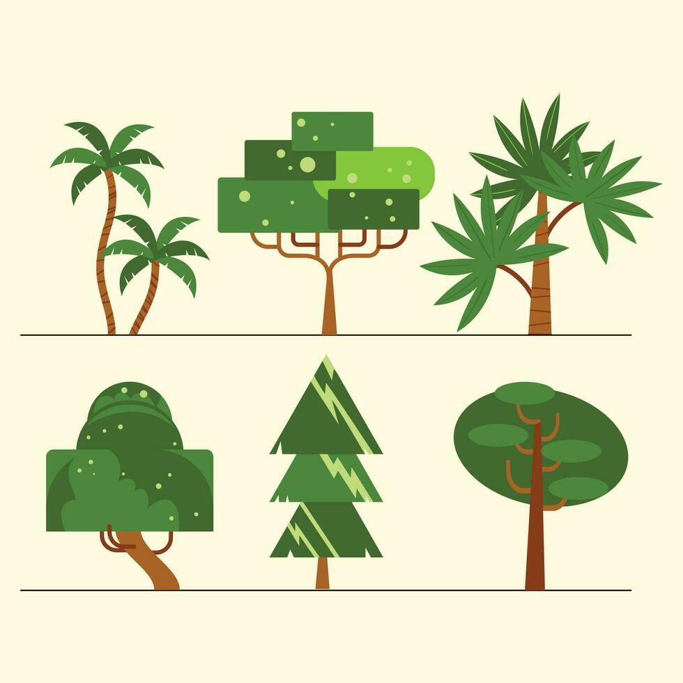 Hand drawn different types of tree collection set vector