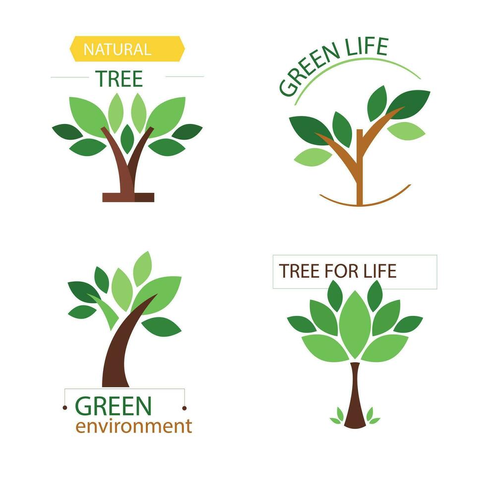 mano dibujado diferente tipos de árbol colección conjunto vector