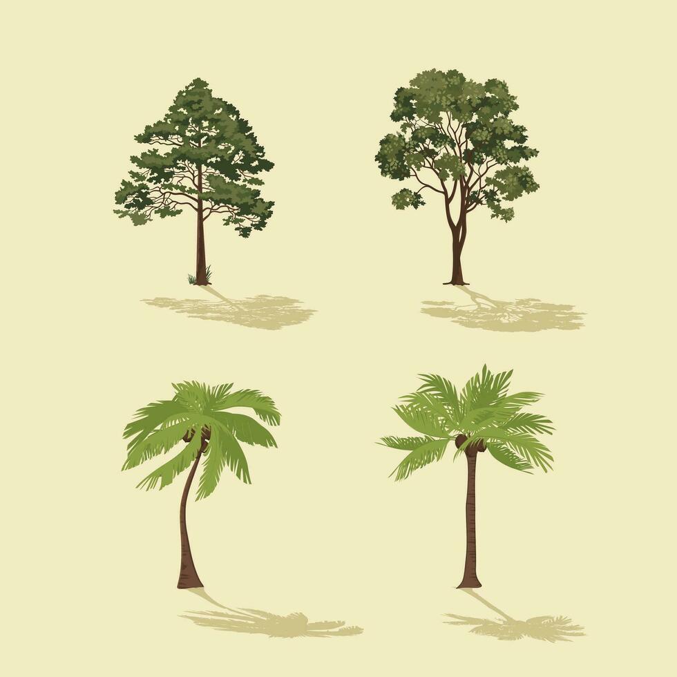 Hand drawn different types of tree collection set vector