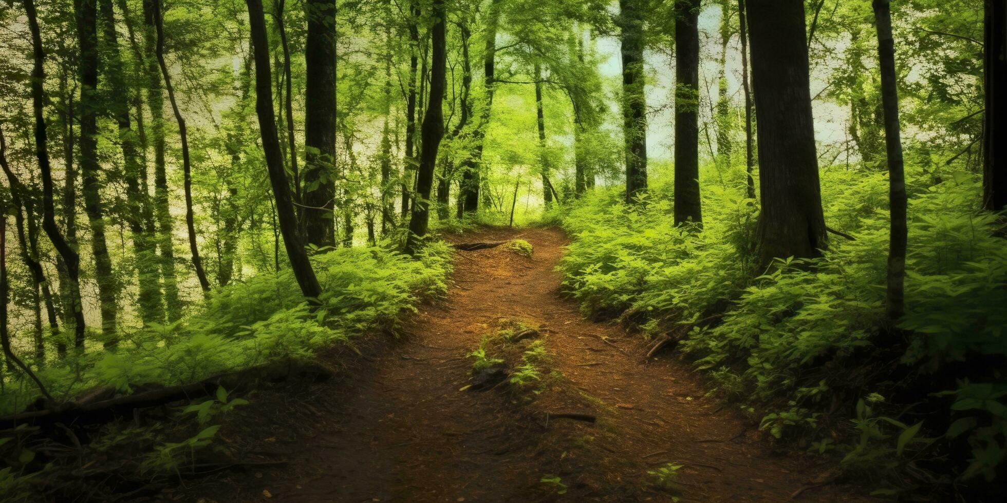 ai generado un la carretera con hermosa bosque. ai generado foto