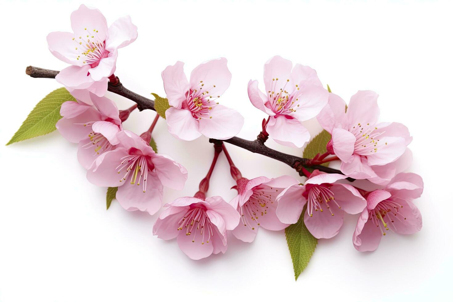 AI generated Sakura flowers isolated on white background. AI Generated photo