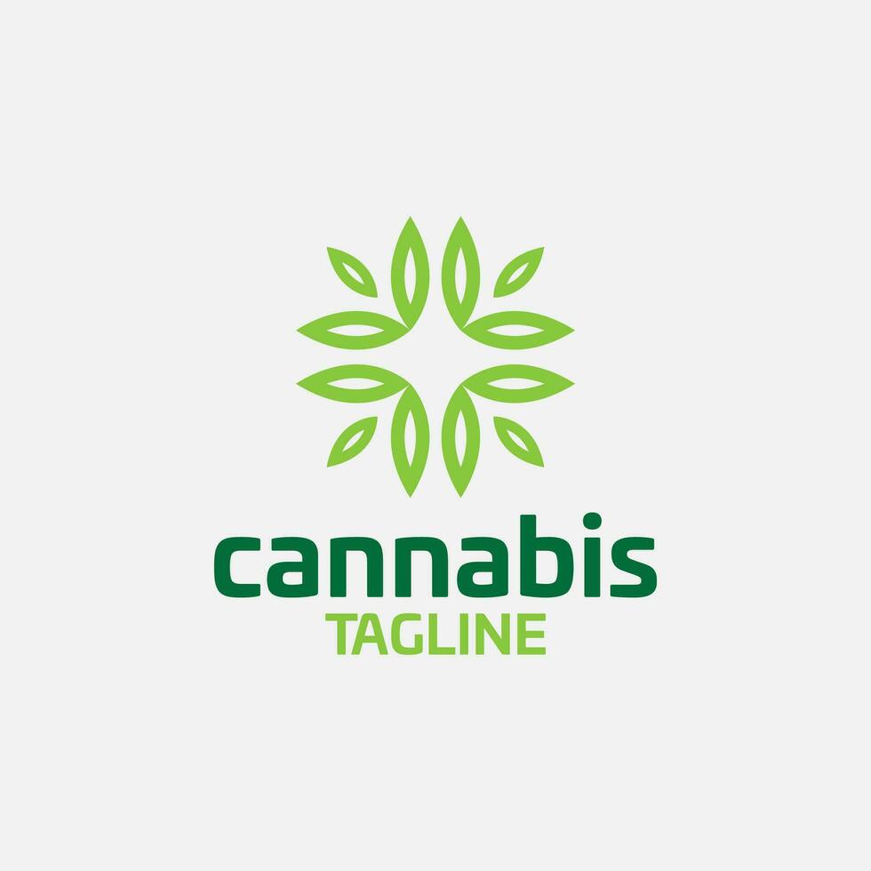 Cannabis hemp weed pot vector editable logo