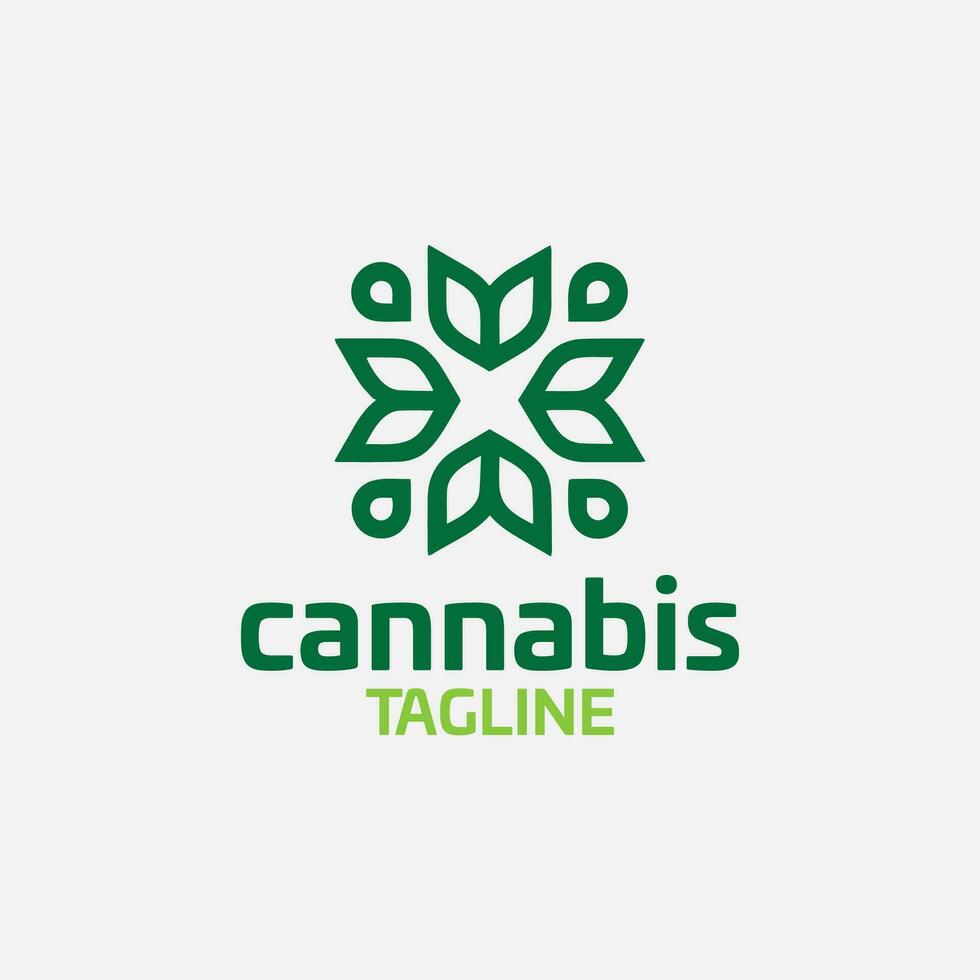 Cannabis hemp weed pot vector editable logo