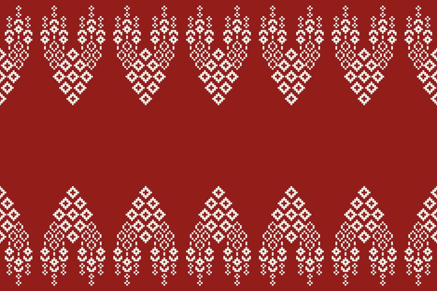 étnico geométrico tela modelo cruzar puntada.ikat bordado étnico oriental píxel modelo rojo antecedentes. resumen, vector, ilustración. textura,ropa,marco,decoración,motivos,seda fondo de pantalla. vector