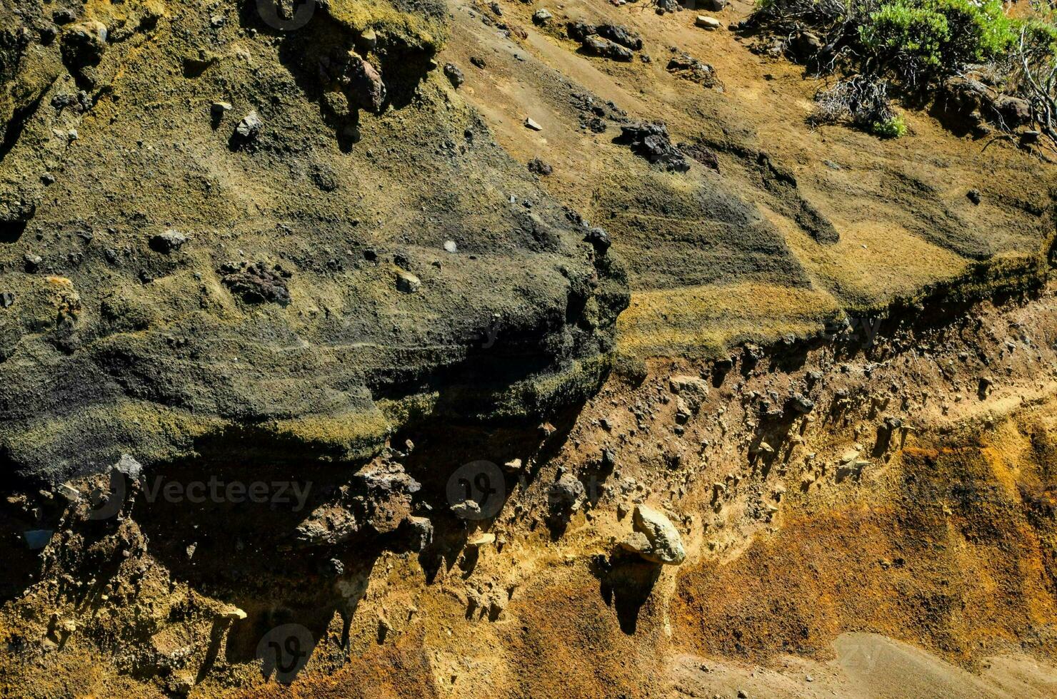 the cliffs of the island are brown and yellow photo