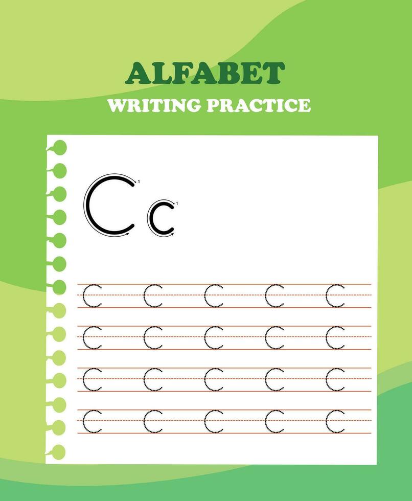 Alphabet letters tracing worksheet with all alphabet letters. Basic writing practice for kindergarten kids vector