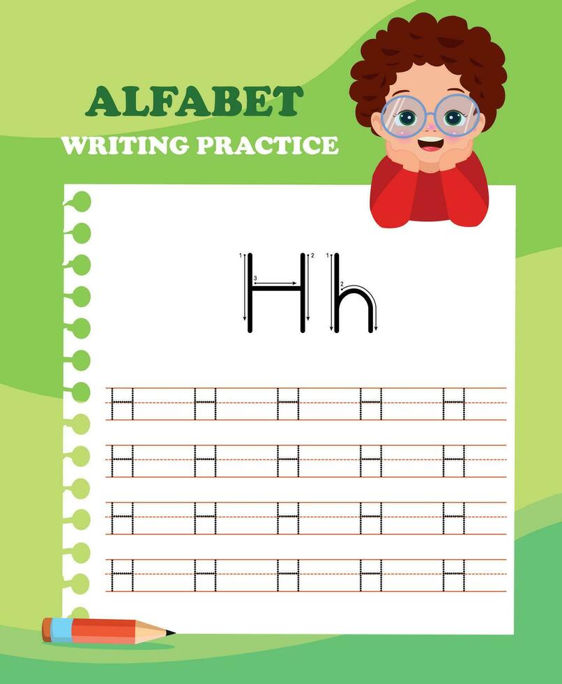 Alphabet letters tracing worksheet with all alphabet letters. Basic writing practice for kindergarten kids vector