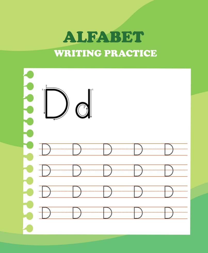 Alphabet letters tracing worksheet with all alphabet letters. Basic writing practice for kindergarten kids vector