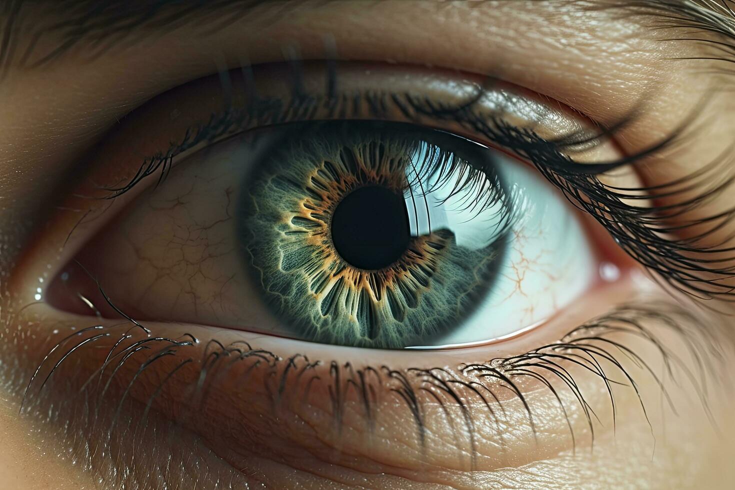 AI generated Close up of beautiful eye, looking at the camera. AI Generated photo