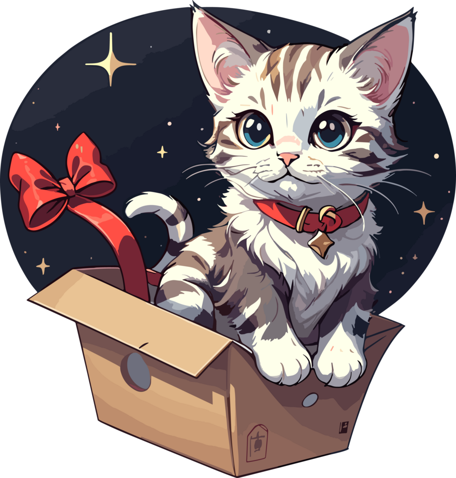 AI generated Cat in Cardbard Cartoon png