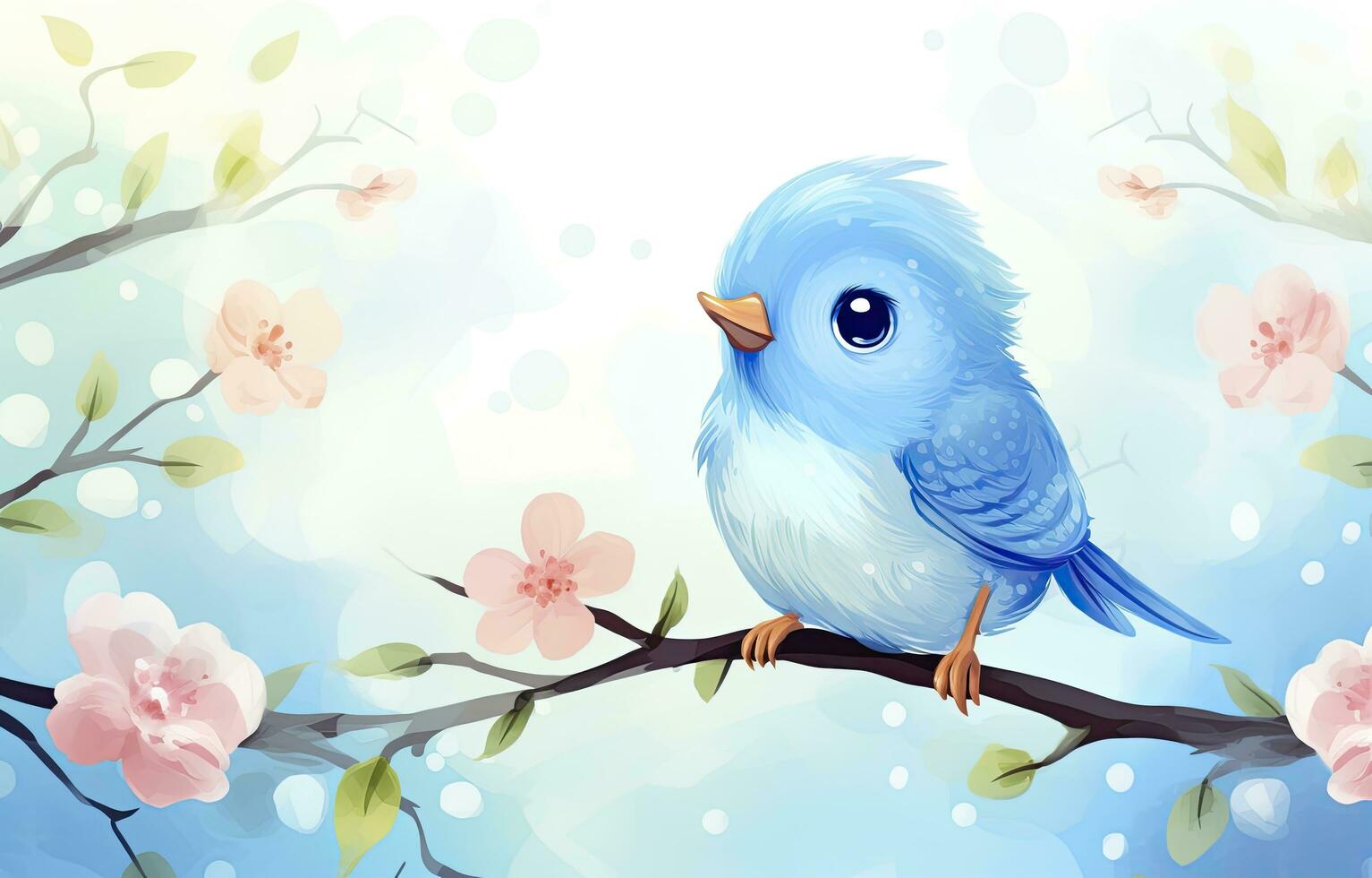 AI generated Cute little bird with a  nature background.  AI Generated. photo