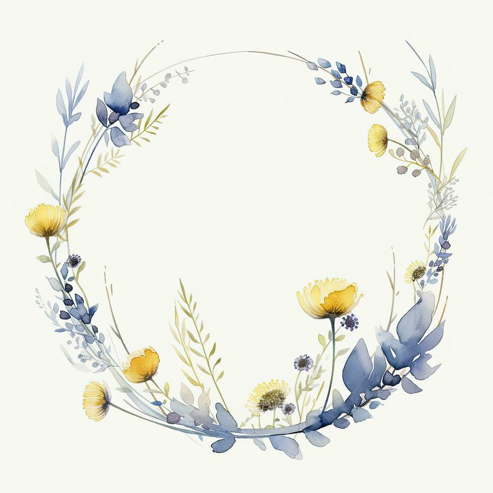 AI generated Watercolor circle frame. AI Generated photo