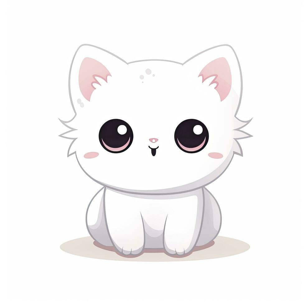 AI generated Cute Kawaii cat clipart icon white background. AI Generated photo