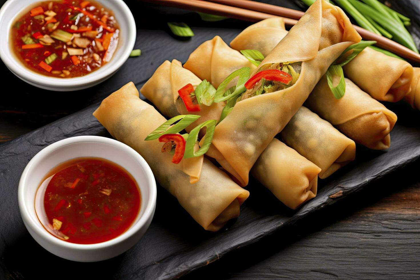 AI generated Egg rolls or spring rolls fried. AI Generated photo